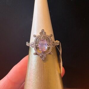 Elegant Silver and Purple Gemstone Ring